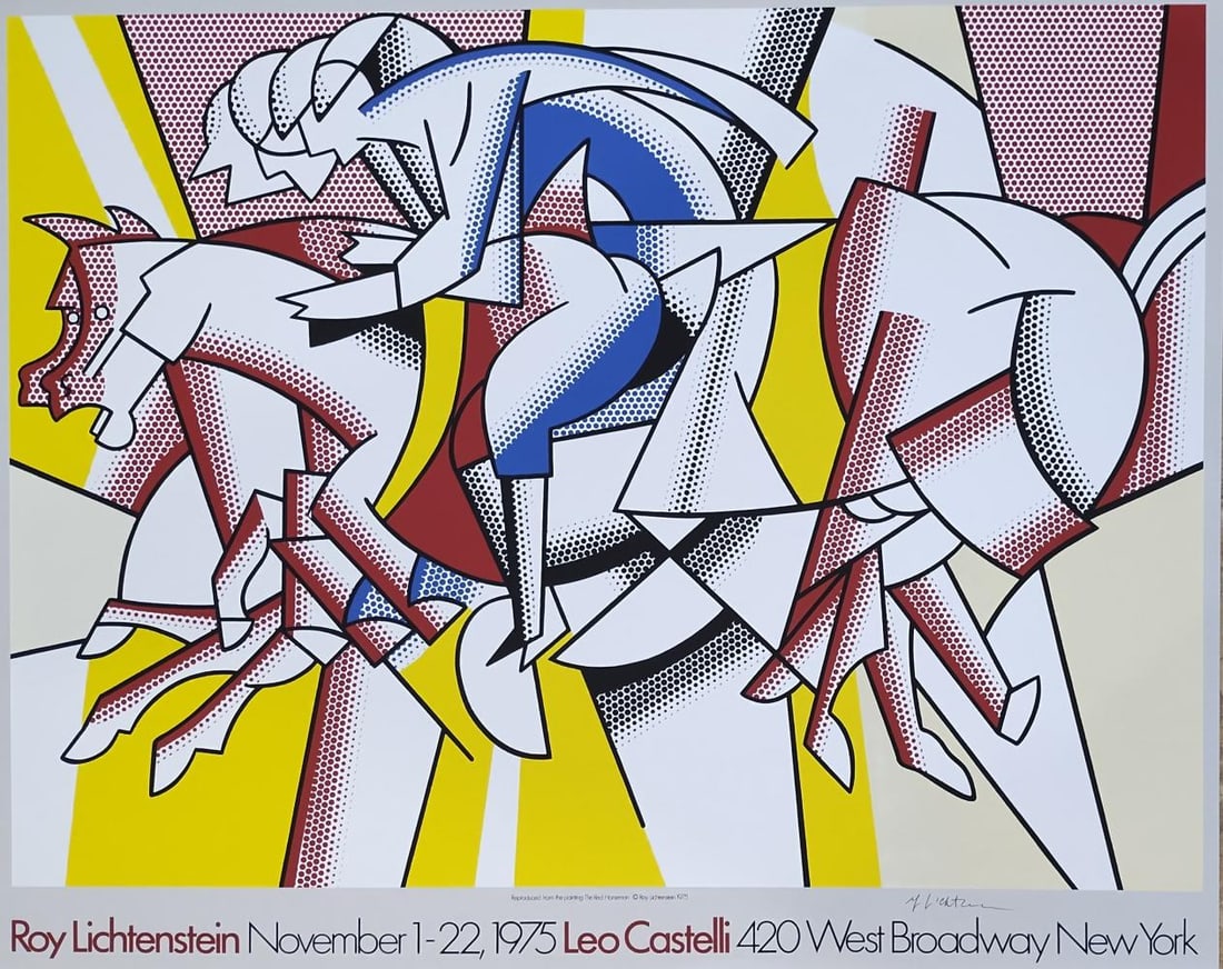 ROY LICHTENSTEIN THE RED HORSEMAN HAND SIGNED & FRAMED LITHOGRAPH (1 of 3)