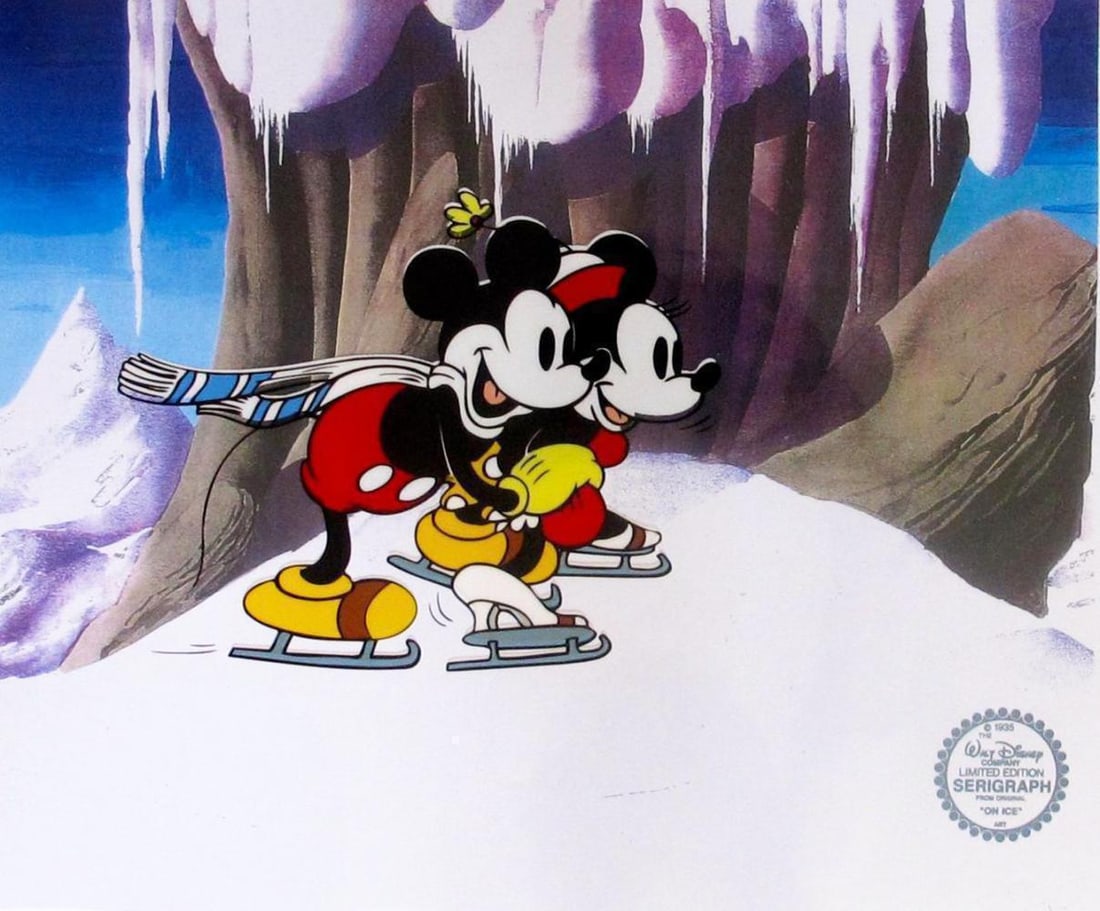 DISNEY MICKEY & MINNIE MOUSE ICE SKATING LTD EDITION SERICEL (1 of 1)