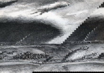 John Steuart Curry, The Line Storm, 1935: Artist: John Steuart Curry Title: The Line Storm Date Of Negative: 1935 Type Of Print: Vintage Photogravure/Lithograph, Printed from the original plate Date Of Print: 1939 (82 years old print) Paper:
