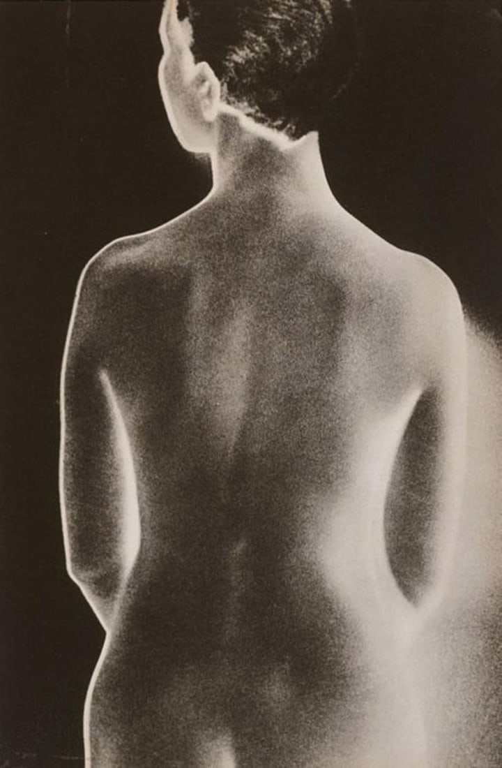 Man Ray, Nude With Shadow (solorized), 1927 - First Edition: Photographer: Man Ray (American born, 1890 - 1976) - Considered one of the most influential artists of the 20th century Man Ray lived most of his life in Paris, France. Best described as a modernist, 