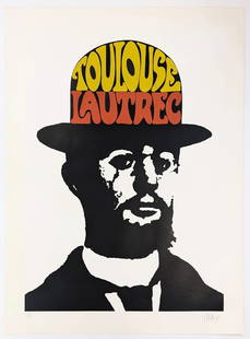 PETER MAX 'TOULOUSE LAUTREC' 1974 - LARGE SIGNED SERIGRAPH - 48X36': Artist: Peter Max Title: Toulouse Lautrec Medium: Serigraph in colors on paper Sheet size: 48 x 36 inches Image size: approx 41.5 x 30 inches Edition: 125 / AP Year: 1974 Signature: Hand signed and