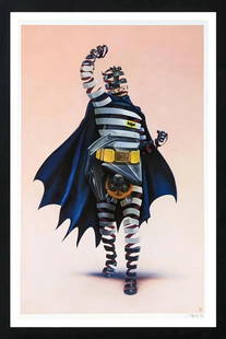 Super A (Stefan Thelen) BATMAN 2019: Screen print on 290gsm paper. Hand signed and numbered by Super A. Edition of 75. Frame size approx 30 x 22 inches. Artwork is in excellent condition. Certificate of authenticity included. Creator: