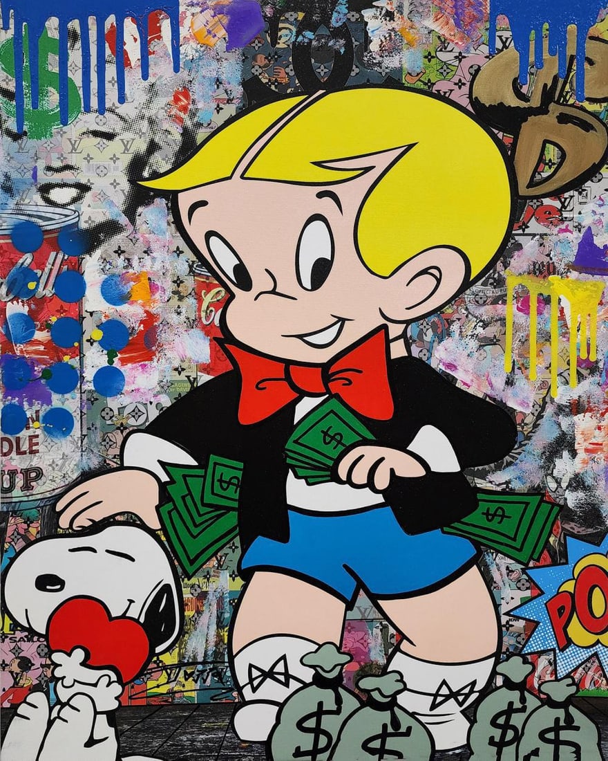 JOZZA 'SNOOPY'S NEW FRIEND - 2024' ORIGINAL ACRYLIC ON CANVAS, 30X24 (1 of 4)