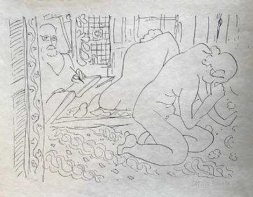 Henri Matisse, 'Modele Reflete Dans Le Miroir Avec Le Maitre' lithograph On Japon - 1960 (1 of 1)