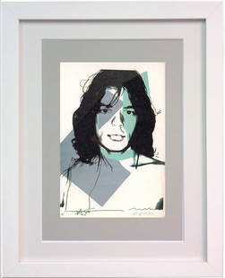 Andy Warhol, 'Mick Jagger FSII.138', Framed Announcement-card, 1975: Artist: Andy Warhol. Title: Mick Jagger FSII.138 Medium: Lithograph Size: Image size: 6" x 4" Framed: 10" x 8" Year: 1975 Description: Signed and numbered on the plate by Warhol & Jagger Edition: