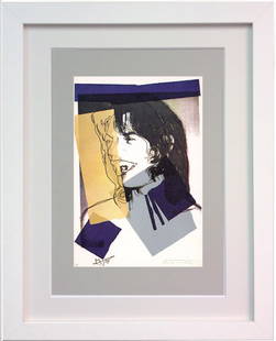 Andy Warhol, 'Mick Jagger FSII.142', Framed Announcement-card, 1975: Artist: Andy Warhol. Title: 'Mick Jagger' FS II.142 Framed Announcement card. Medium: Lithograph Size: Image size: 6" x 4" Framed: 10" x 8" Year: 1975 Description: Signed and numbered on the plate by