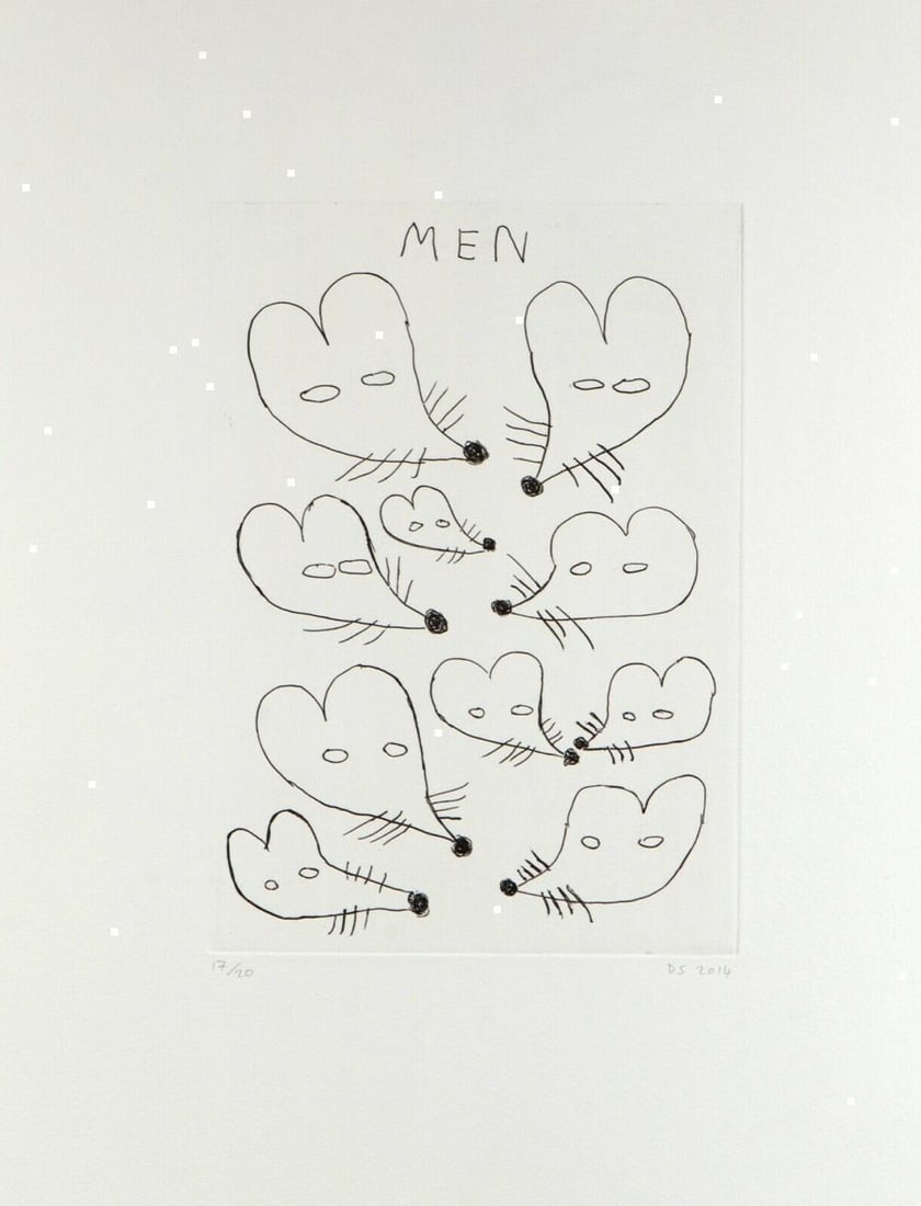 DAVID SHRIGLEY MEN ETCHING SIGNED ED. 17/20 FRAMED (1 of 3)