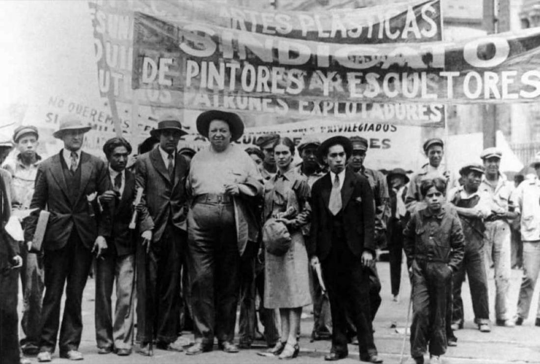 TINA MODOTTI - DIEGO RIVERA & FRIDA KAHLO,  MAY DAY PARADE, MEXICO CITY, 1929 (1 of 1)