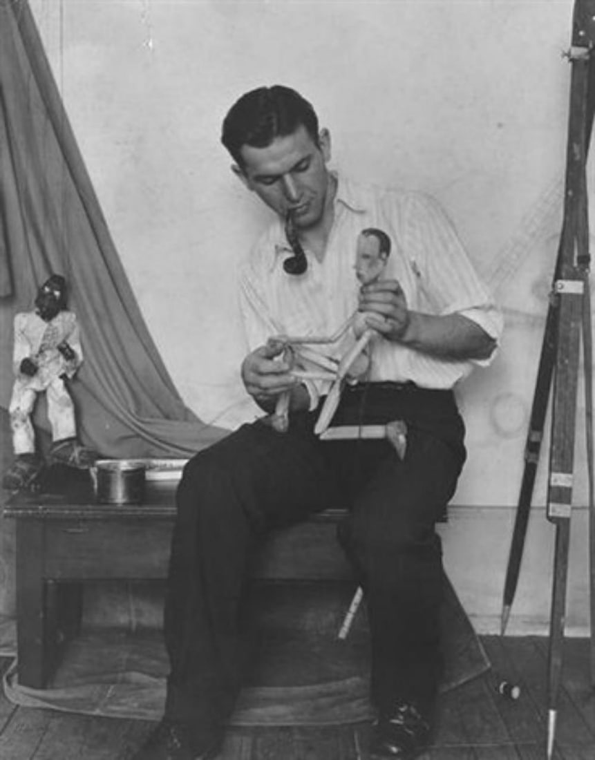 TINA MODOTTI, LOUIS BUNIN AND THE SECRETARY PUPPET, 1929: Photographer: Tina Modotti (1896 - 1942) was an Italian American photographer, model, actor, and revolutionary political activist for the Comintern. She left Italy in 1913 and moved to the USA, where