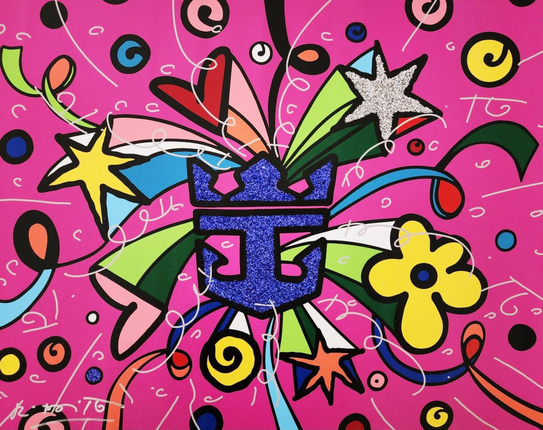 ROMERO BRITTO LIFE IS A CELEBRATION CANVAS WITH GLITTER UNIQUE (1 of 4)