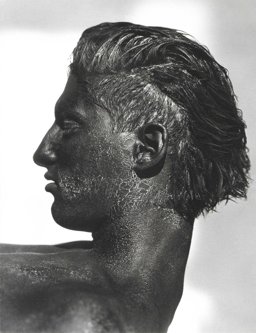 HERB RITTS, TONY WITH BLACK FACE LOS ANGELES, 1986: Photographer: Herbert "Herb" Ritts (American, 1952 - 2002) - renowned fashion, art and celebrity photographer. Title: Tony With Black Face Los Angeles Date Of Negative: 1986 Type Of Print: Fine Duoton