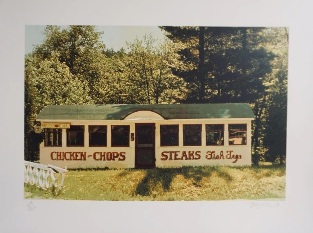John Baeder, Chicken Chops, Screenprint: Artist: John Baeder (1938 – Present) Title: Chicken Chops Medium: Screenprint Signed: Hand Signed Edition: From the edition of 250 Measurements: 22" x 30" Condition: Excellent John Baeder is an Amer