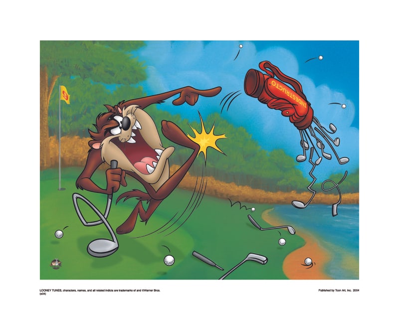 Warner Bros, Looney Tunes, Taz The Tazmanian Devil, "Hates Golfing", 16" x 20" (1 of 1)