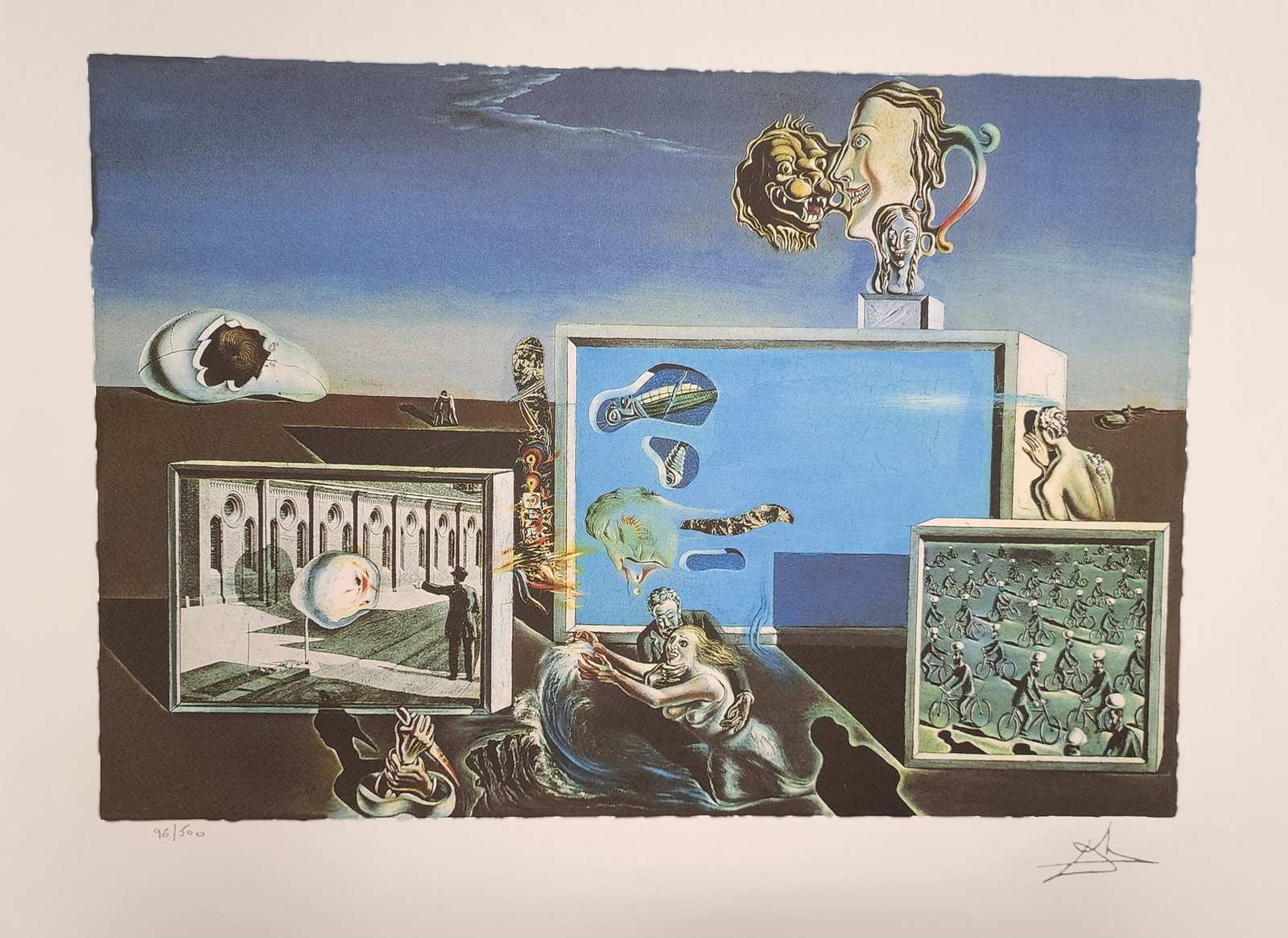 Salvador Dali, 'Illumined Pleasures', Facsimile: Artist: Salvador Dali. Title: 'Illumined Pleasures' Dimensions: 27 in. by 20in. Condition- Excellent Plate Signed and Numbered Type: serigraph on deckle edged paper Buyers Premium- 25% Salvador Dali, 