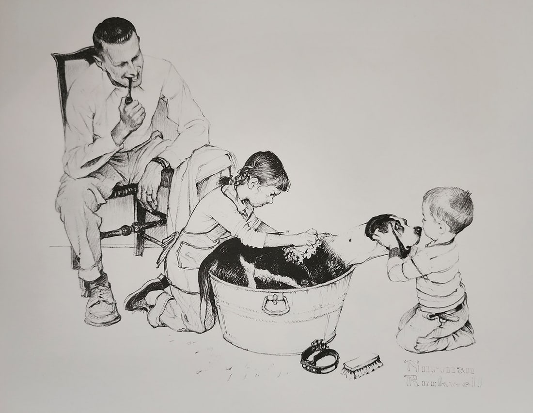 Norman Rockwell, Dog's Bath - c.1960s (1 of 1)