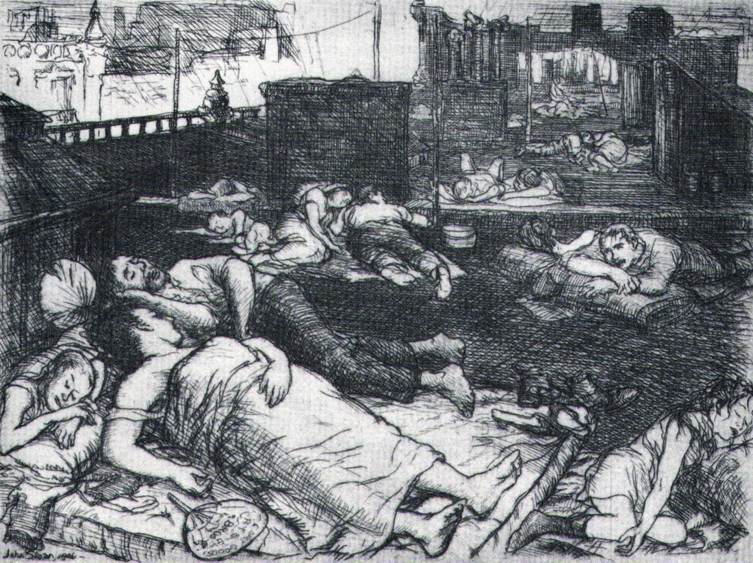 JOHN SLOAN, ROOFS, SUMMER NIGHT, 1906 (1 of 1)