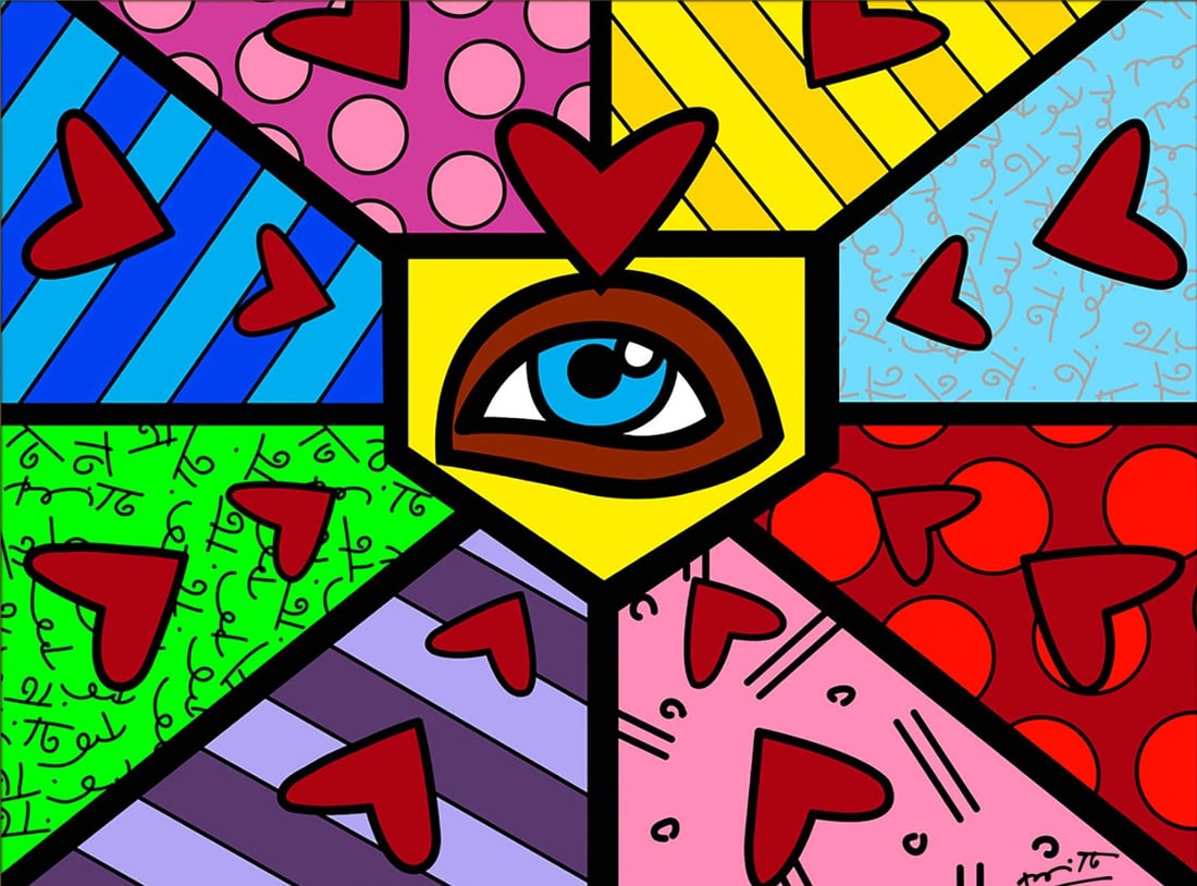 Romero Britto Emerald Table PP 1/1 Framed Canvas 30 x 24 (1 of 4)