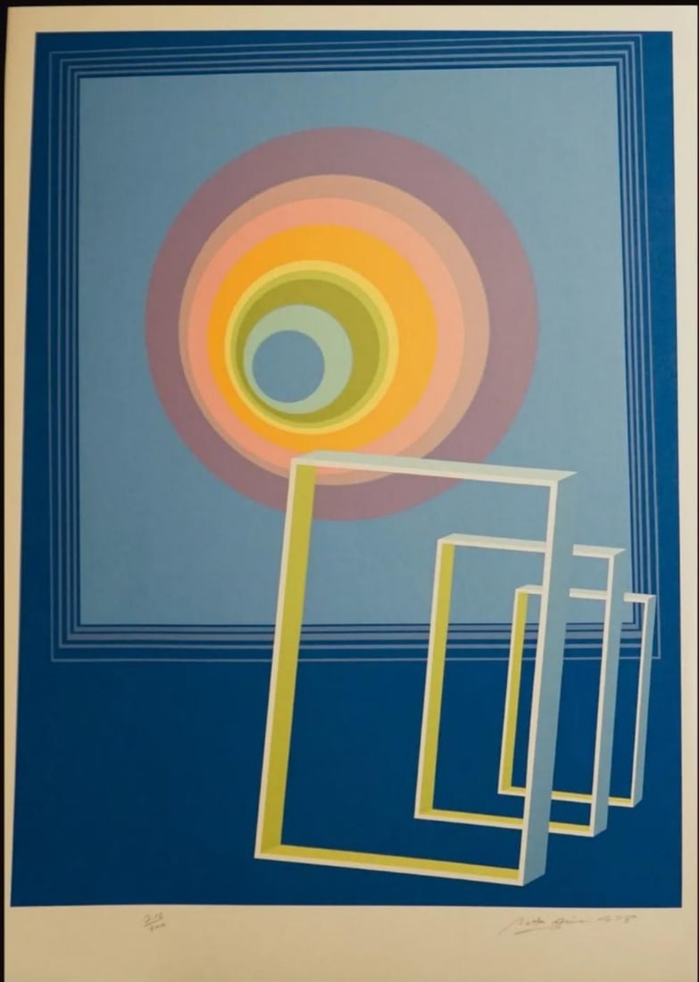 Rita Simon, Spacescape, Screenprint: Artist: Rita Simon Title: Spacescape Medium: Screenprint Signed: Hand Signed Edition: From the Edition of 300 Measurements: 26" x 36" Condition: Excellent Rita Simon is an American artist whose comple