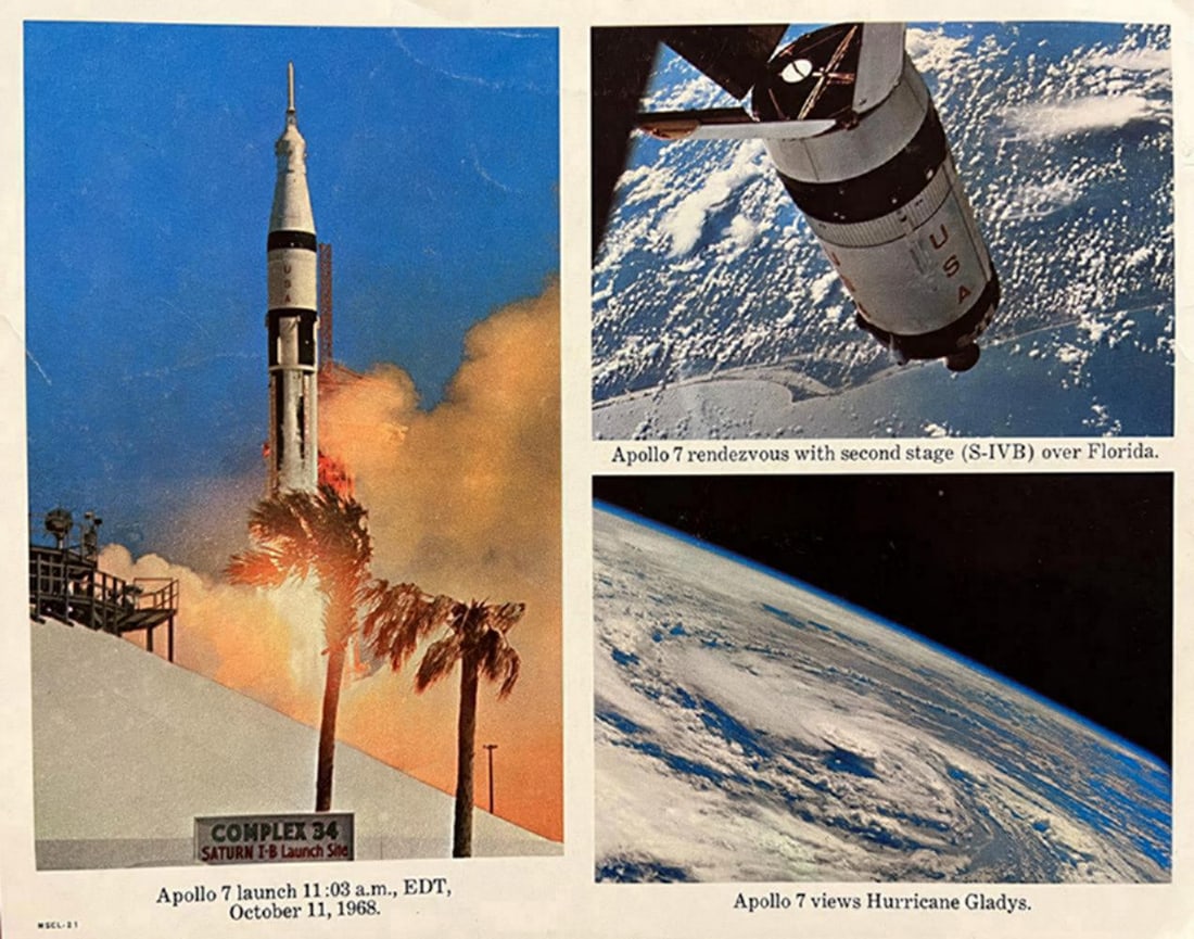 Nasa, Apollo 7, Launch, Over Florida & Hurricane Gladys View 1968 (1 of 2)