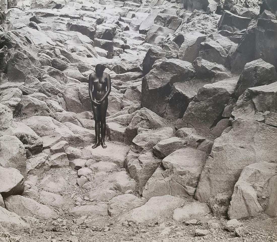 Herb Ritts, Malaika, Head Lowered, Dry Riverbed - 2, 1994: Photographer: Herbert "Herb" Ritts (American, 1952 - 2002) - renowned fashion, art and celebrity photographer. Subject: Malaika, Head Lowered, Dry Riverbed - 1 Type Of Print: Fine Duotone Photo Engrav