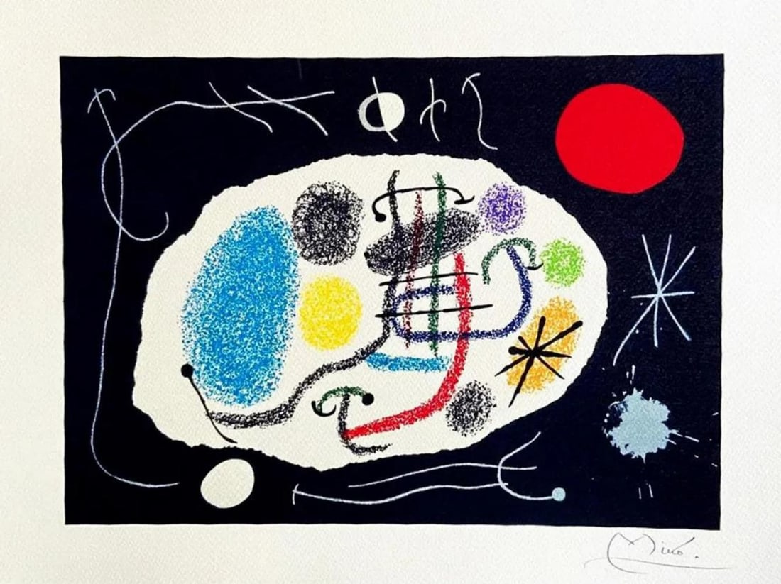 Joan Miro 'The Golden Feathered Lizard Vi' 1976, Limited Edition Lithograph (1 of 2)