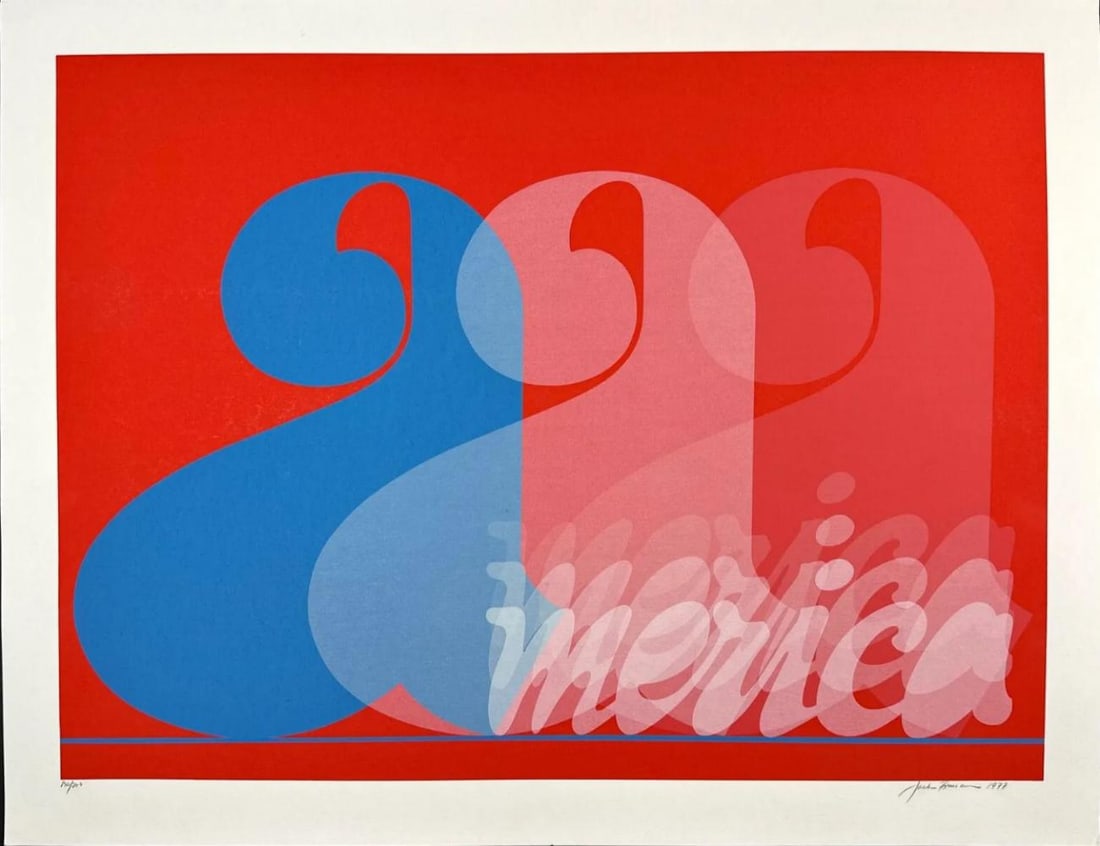Jack Brusca, 'America', Limited Edition Silkscreen: Artist: Jack Brusca (1939-1993) Title: America Medium: Silkscreen Signed: Hand Signed Edition: Edition of 200 Measurements: 22" x 33.5" Condition: Excellent Jack Brusca an American artist, had his fir