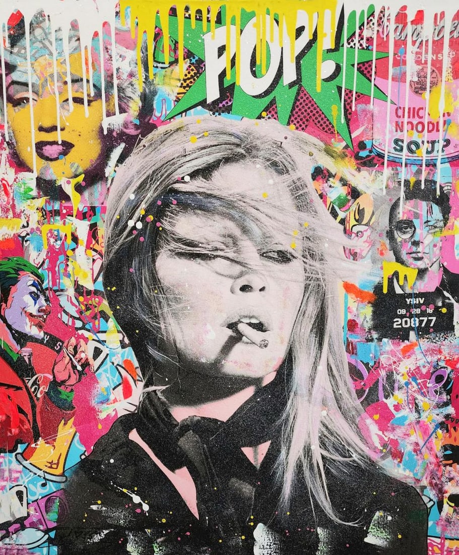 Jozza, 'Brigitte Bardot - 2024', Original Acrylic With Diamond Dust On Canvas, 48"x40" (1 of 6)