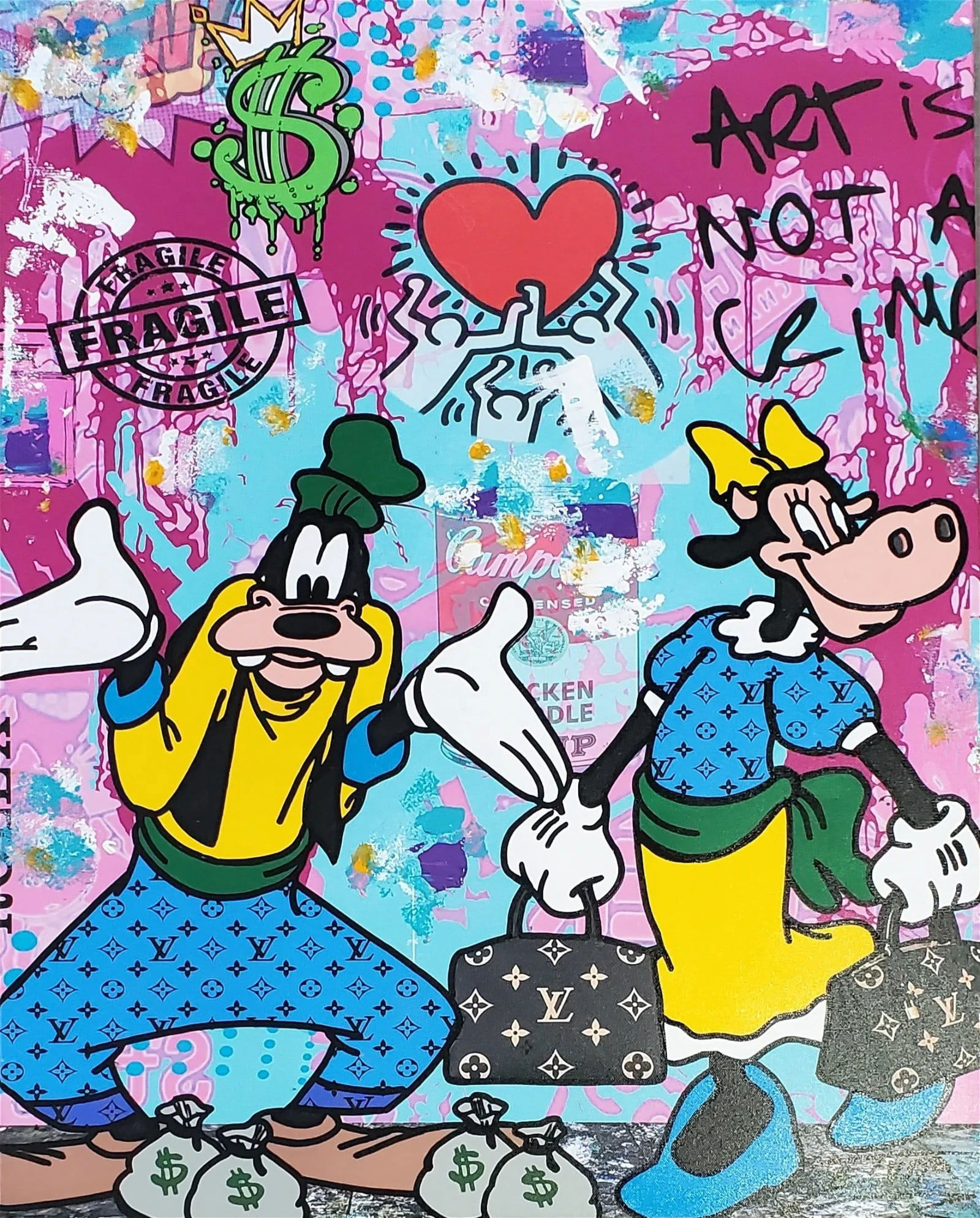 Jozza, 'Money Bags', Original Acrylic Canvas Painting, 24"x30" (1 of 1)