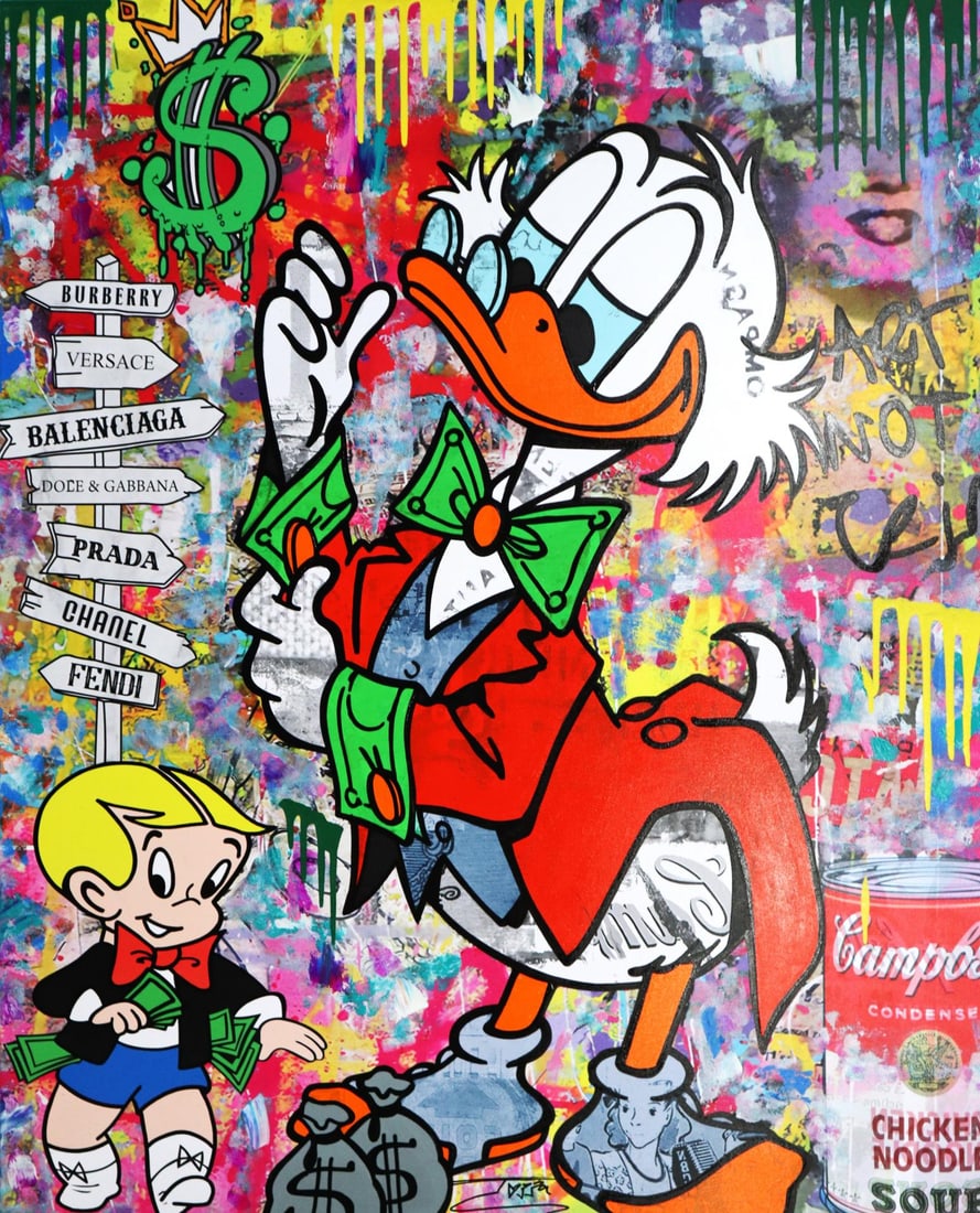 Jozza 'Scrooge Mcduck' 48 x 60 Original Mixed Media Acrylic Canvas Painting (1 of 3)