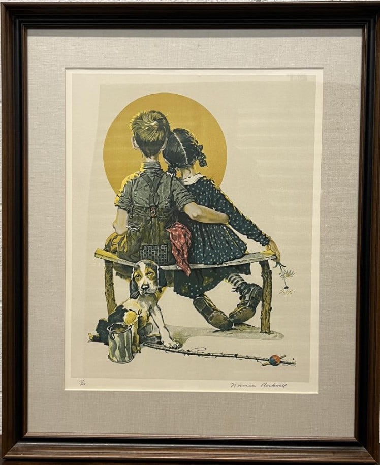 Norman Rockwell "Young Spooners" 1977 Signed & Numbered Lithograph (1 of 4)