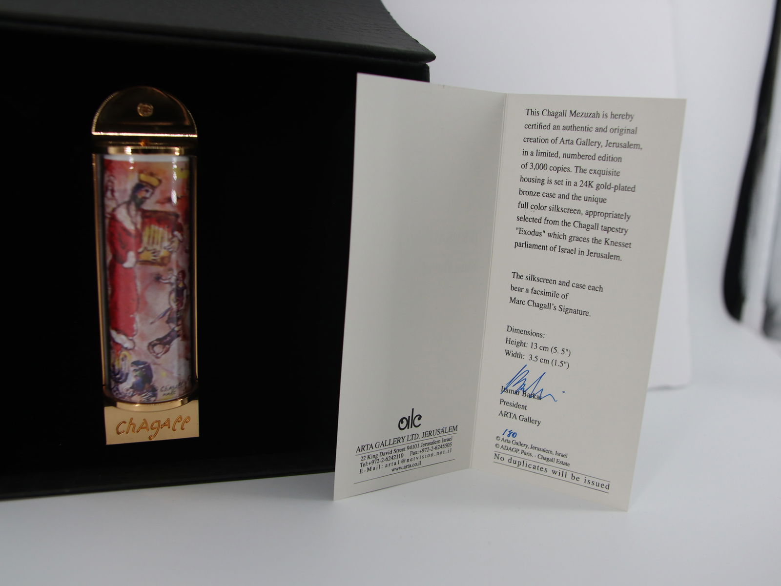 Marc Chagall, 'Jerusalem 3000 - King David', 24K Gold Plated Limited Edition Mezuzah w/ Silkscreen (1 of 5)
