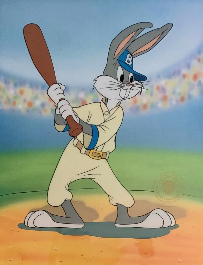Warner Bros, Looney Tunes, Looney Tunes - Bugs Bunny Plays Baseball, Limited Edition Animation Cel: Warner Bros Looney Tunes Limited Edition Sericel titled Bugs at Bat. This fantastic animation features Bugs Bunny as he appeared in the 1970's cartoons. This Cel measures 11" x 14". Comes unframed, wi
