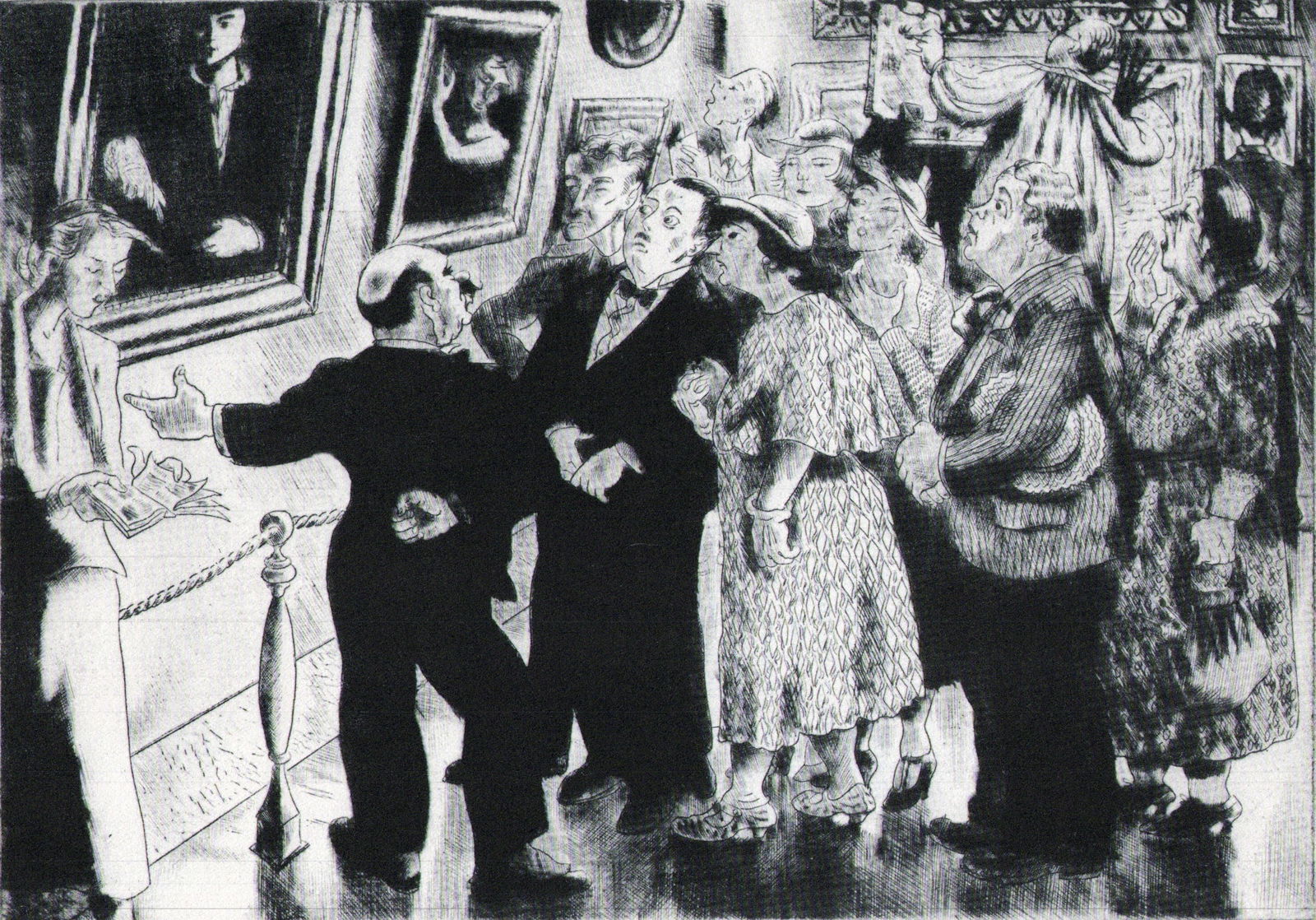 Peggy Bacon, Esthetic Pleasure, 1939: Artist: Peggy Bacon Title: Esthetic Pleasure Date Of Negative: 1939 Type Of Print: Vintage Photogravure/Lithograph, Printed from the original plate Date Of Print: 1939 (82 years old print) Paper: Medi