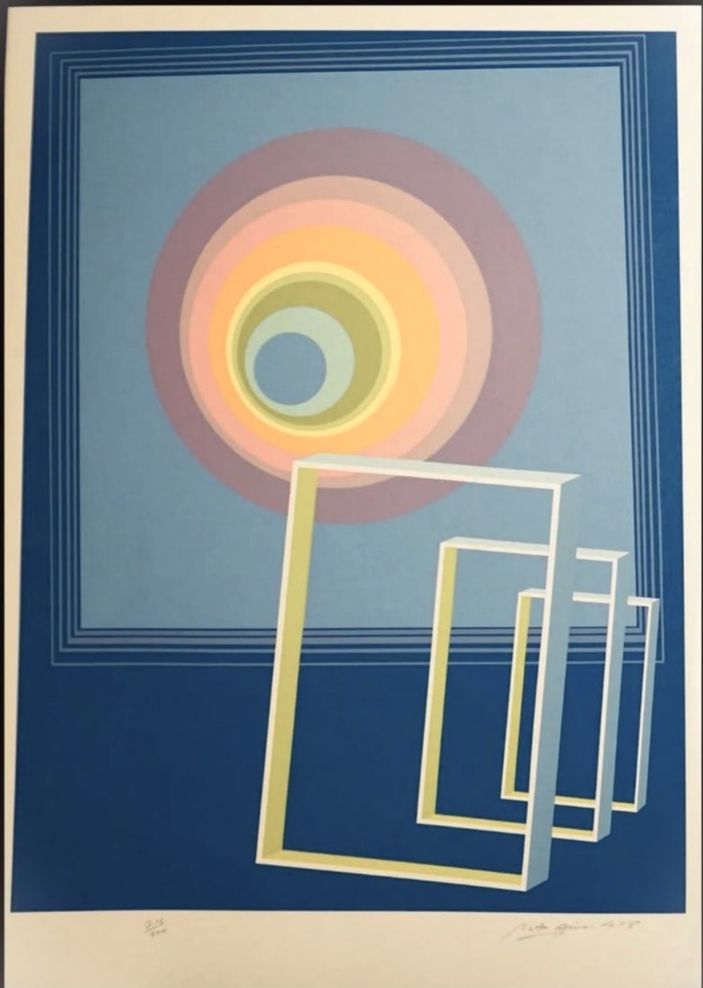 Rita Simon, Spacescape, Screenprint: Artist: Rita Simon Title: Spacescape Medium: Screenprint Signed: Hand Signed Edition: From the Edition of 300 Measurements: 26 x 36 Condition: Excellent Rita Simon is an American artist whose complex