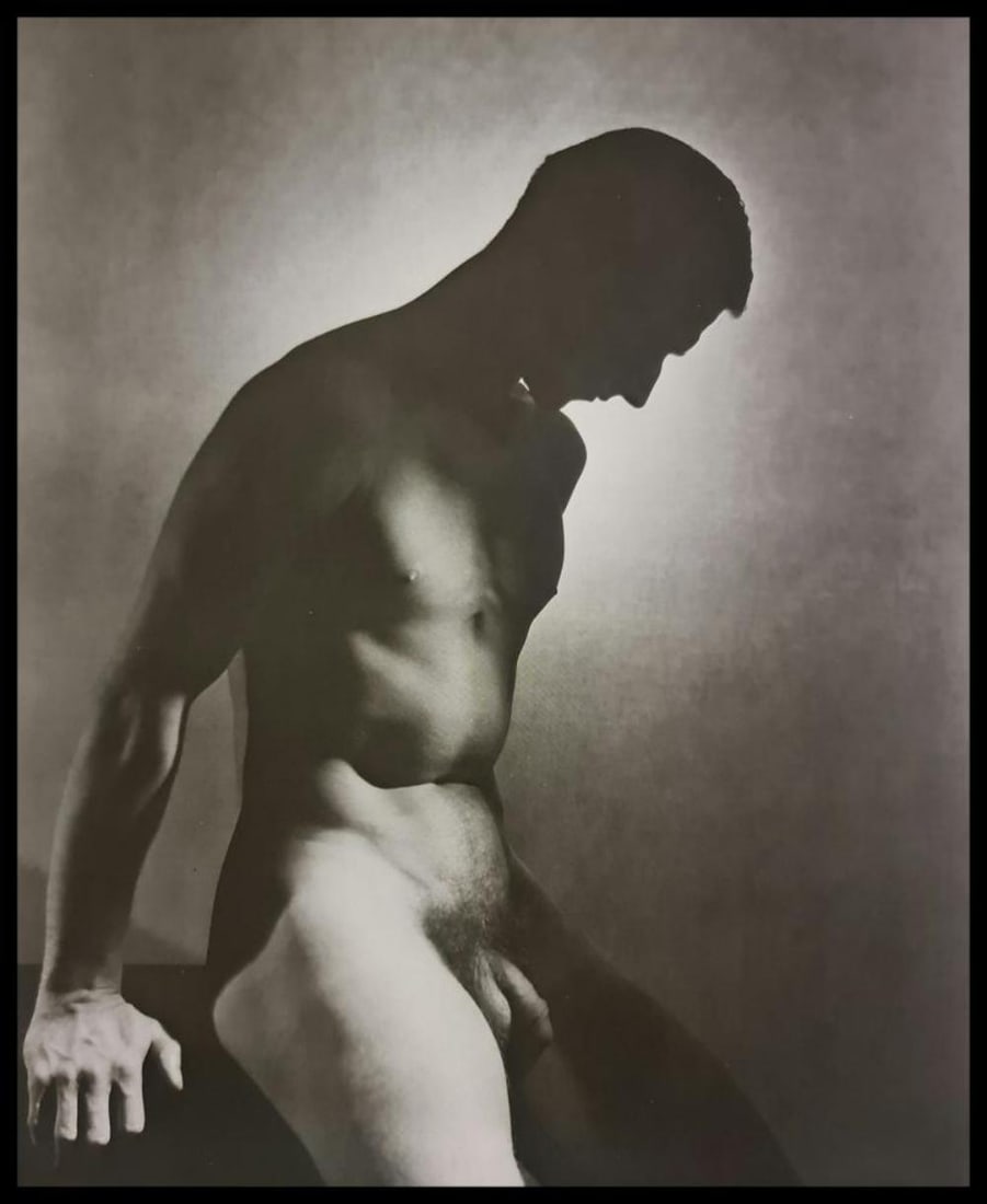 George Platt Lynes, Male nude in the shadows: Photographer: George Platt Lynes (American 1907 - 1955) - Internationally renowned photographic artist - best known for portraiture, fashion, dance & nude studies. Subject/Title: Male nude in the shad