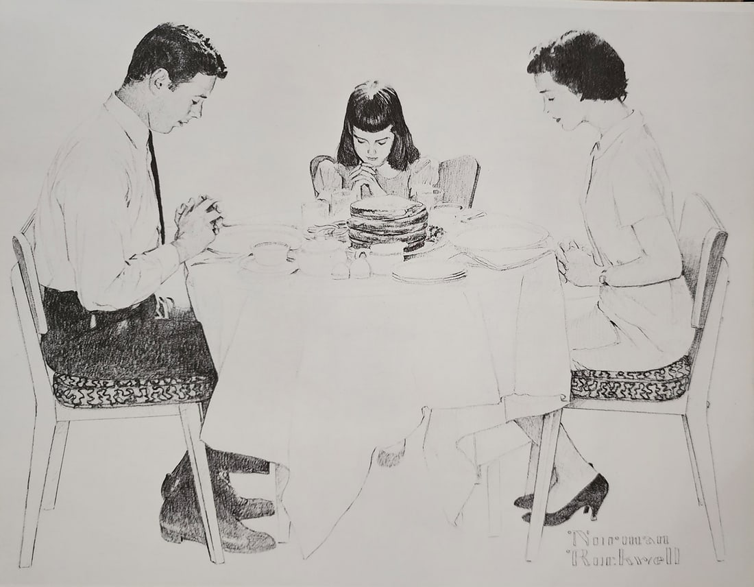 Norman Rockwell, Family At Dinner Table - 1950S (1 of 1)