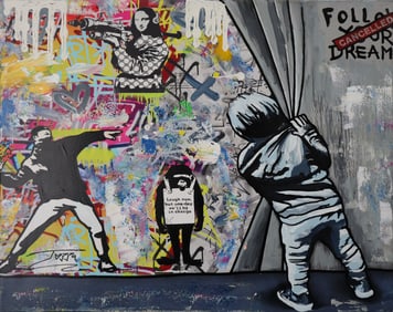 Jozza, "Tribute To Master', Signed Acrylic Canvas Painting, 30"x24"