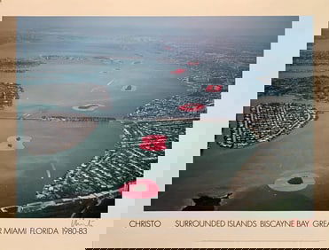 Christo 'Surrounded Islands Biscayne Bay - 1983', Hand Signed Offset Lithograph