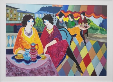 Itzchak Tarkay, 'Sunny Afternoon', Original Acrylic Canvas Painting, 2000