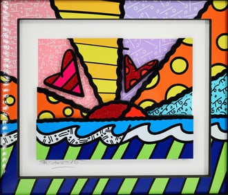 Romero Britto, 'Heart Sunrise', Signed Limited Edition 3D MultiMedia Sculptograph, 2020