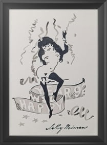 Leroy Neiman, 'Femlin - Happy New Year 1992' Original Ink & Watercolor Drawing