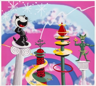 Kenny Scharf, 'Felix On A Pedestal', Signed Limited Edition Serigraph, 1998