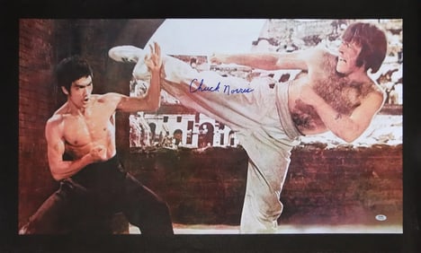Chuck Norris Hand Signed Canvas JSA COA