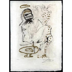 Salvador Dali, 'Les Amours Jaunes Duel with Camelias', Signed Limited Edition Etching