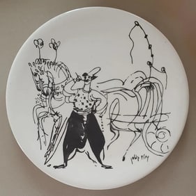 Nahum Gutman, "The carter from Jaffa" Oil on porcelain