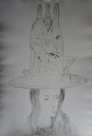 Zwy Milshtein, Girl With Hat, Etching