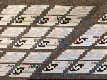 Presidential Medals (12), 24Kt Electroplated In Envelopes W/ Stamps