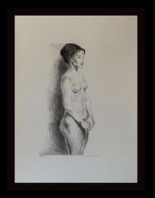 Raphael Soyer, Nude Woman, Black & White Lithograph