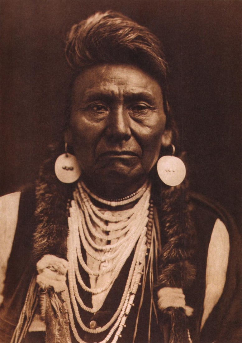 Edward S. Curtis, Plate 96 Chief Joseph Nez Perce, 1903: Photographer: Edward S. Curtis (American, 1868 - 1952) - renowned photographer of the American West and the Native American Indian. Title: FIG. 45 Curtis Studio, (Edward S. Curtis and His Daughter Bet
