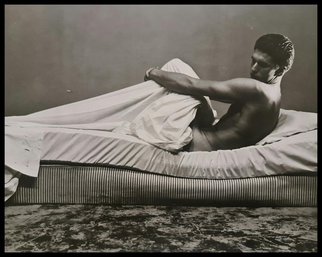 George Platt Lynes, Male lying in bed, 1950: Photographer: George Platt Lynes (American 1907 - 1955) - Internationally renowned photographic artist - best known for portraiture, fashion, dance & nude studies. Subject/Title: Male lying in bed Dat